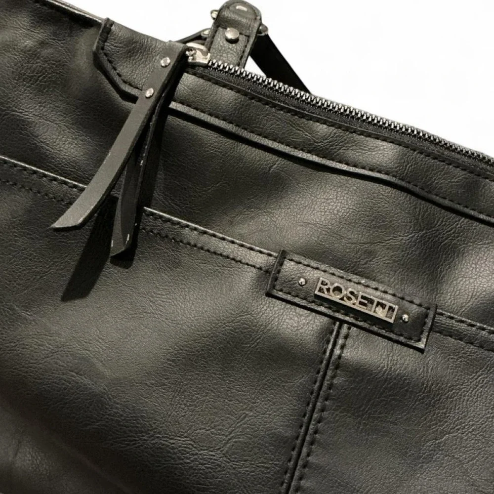 Rosetti Shoulder Bag Womens Large Black  Faux Leather Tote Zip Pocket